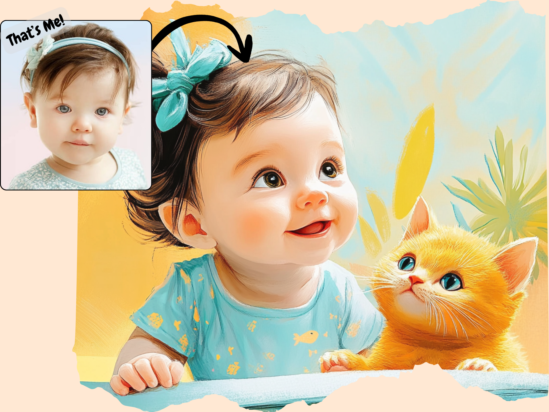 Preview of color book with little girl and cat