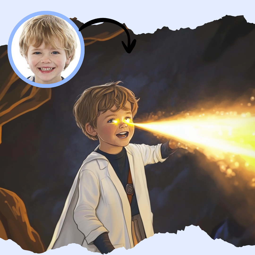 Illustration of a child as Sunbeam Healer in Storybabe's personalized superhero book